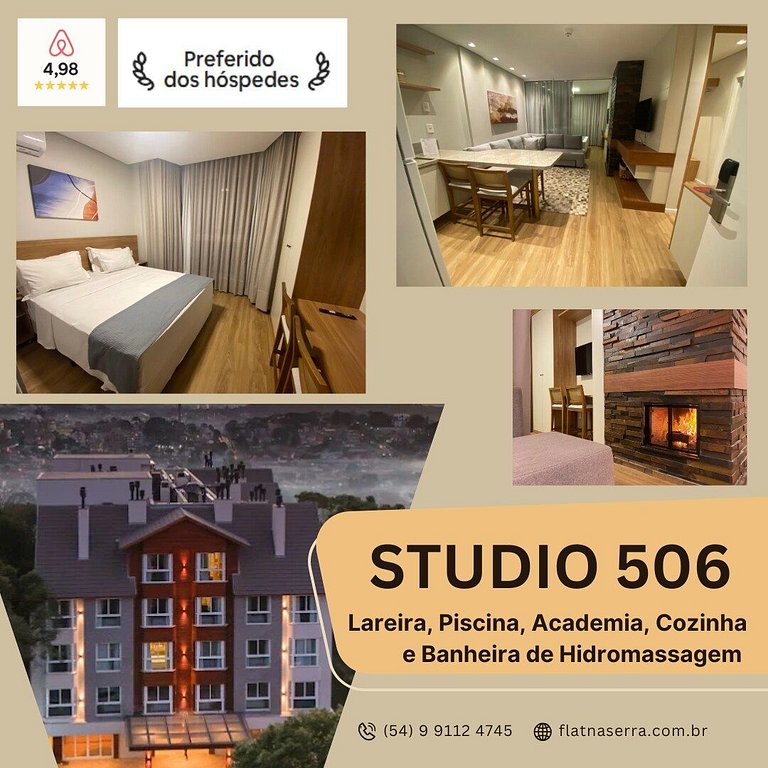 NOVO Studio 506 - Hidro, Lareira  e Piscina Quente